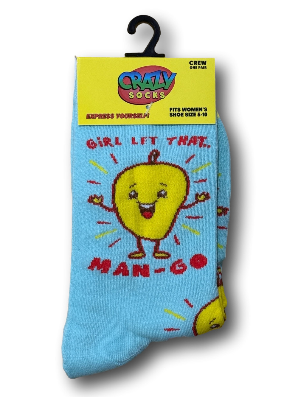 3/$15 Mangoes "Girl Let That... Man - Go" Funny Novelty Crew Socks - NWT